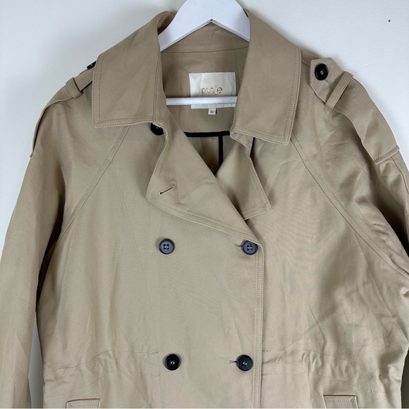 Maje Tan Trench Coat With Adjustable Waist - Picture 5 of 9